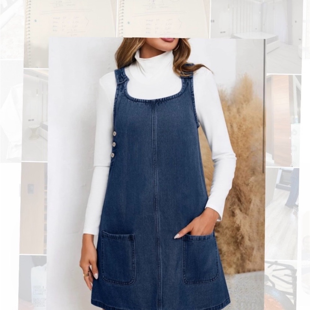 New Women Large Sleeveless A-line Denim Dress Women Casual Loose Jean Dress